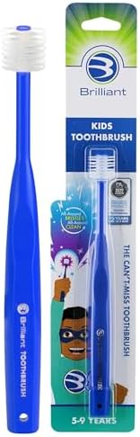 Brilliant Oral Care Kids Toothbrush with Soft Bristles and Round Head, for a Child Approved, Easy to Use All-Around Clean Mouth, Ages 5-9 Years, Royal Blue, 1 Pack