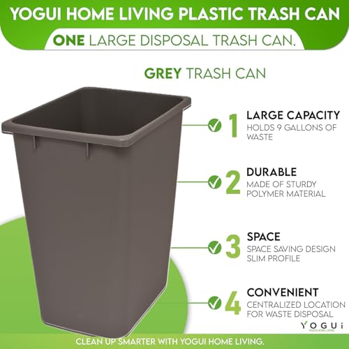 Image of Plastic Trash Can - Indoor Garbage Bin for Kitchen, Home, Office and Commercial Use - Large Waste Disposal Tub, Plastic Waste Container- 12-Gallon (50 Quart - 2 Pack, Grey)