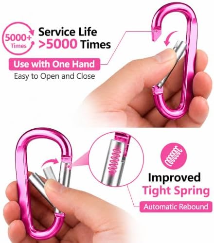 12PCS Multicolor Carabiner Caribeaner Clip,3" Large Aluminum D Ring Shape Carabeaner with 6PCS Keyring Keychain Hook — view 2