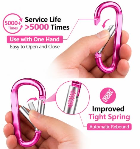 Image of Carabiner Caribeaner Clip,3 inch Large Aluminum D Ring Shape Carabeaner with Keyring Keychain Hook