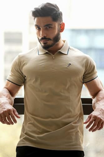 Image of FUAARK Men Stride Slim Fit Polo Tshirt in Premium Pique Fabric
