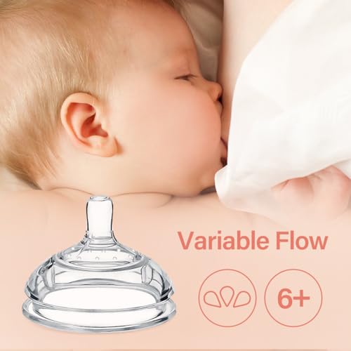Image of Haakaa Gen.3 Silicone Anti-Colic Baby Bottle Nipples - 100% Silicone Teat for Baby Bottles, Varible Flow, 6m+, 2pcs