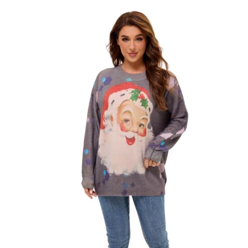 Image of Women's Oversized Graphic Print Knit Pullover Sweater