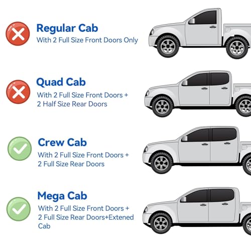 Image of Window Visors Rain Guards for 2009-2018 Ram 1500 Crew /Mega Cab, 2010-2025 Ram 2500 & 3500 CrewCab Window Vent Wind Deflectors Visors Shades