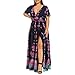 Robe fendue à manches courtes à col en V et imprimé papillon pour femmes de grande taille jupe longue cuir de table crayon sexy taille haute Robe chambre princesse fille soiree chi (Purple, XXXL)
