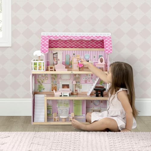 Delta Children Little Gem Dollhouse - 3-Story Dollhouse with 4 Rooms - Includes 16 Accessories - Fits 5-inch Dolls - Pretend Play Dream Gift for Ages 3+ - image 8