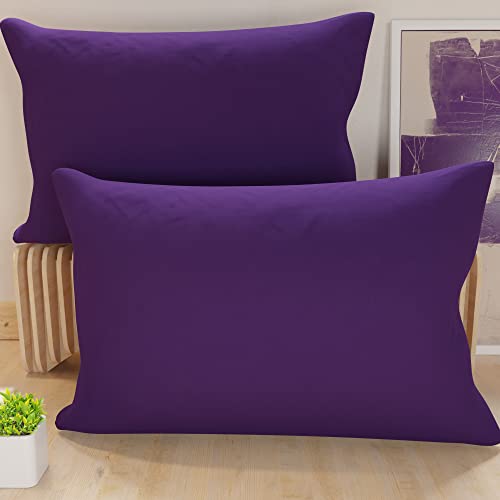 PETTI Artigiani Italiani - Par de Fundas de Almohada 50x80 cm, Pareja de Funda de Cojín Lisas Violeta, 100% Microfibra Hipoalergénica, Made in Italy