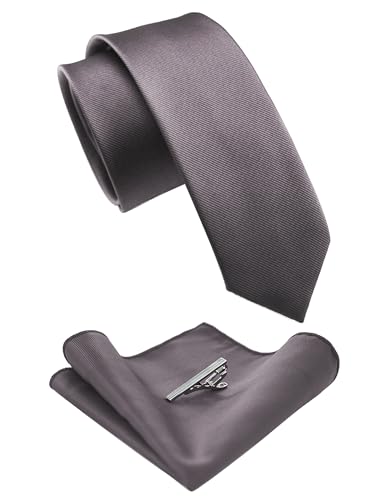JEMYGINS Set di fermacravatta da uomo sottile e fazzoletto da taschino,