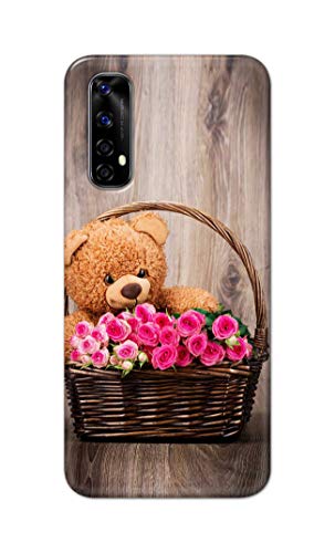 Image of PRINTFIDAA Roses and Teddy Bear in The Wicker Hard Back Cover for Realme Narzo 20 Pro /Realme 7 / Narzo 30 Back Cover -(P6) KAT1004