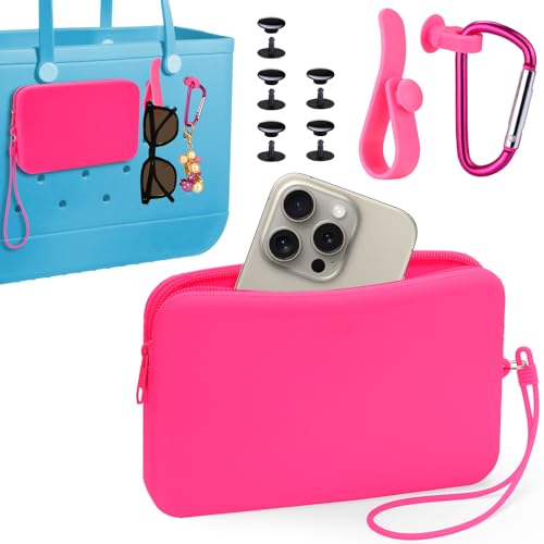 Juome Silicone Phone Holder for Bogg Bag, Case Charms Insert Accessories, Cell Phone Attachment for Beach Tote Fits iPhone and Android Phones