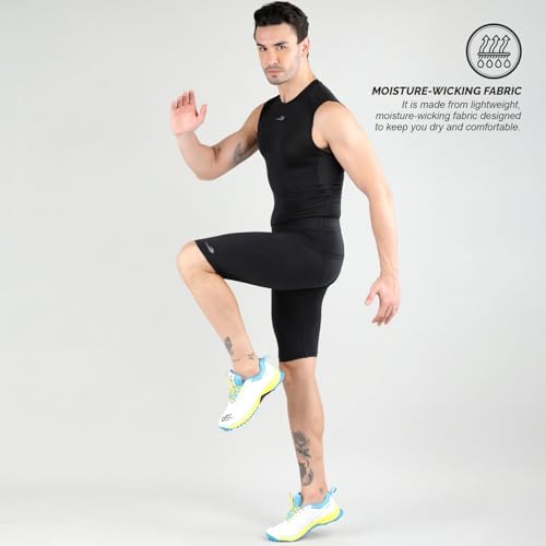 Image of DSC MPS 318 Sando Compression - Superior Muscle Support for Gym, Sports and Athletes to Enhance Performance, Color - Black, Size - S