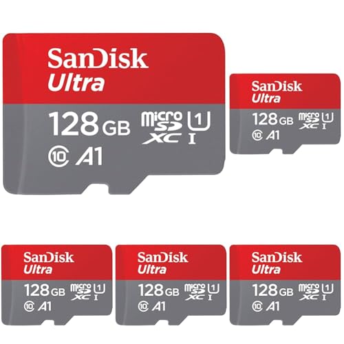 Image of SanDisk 128GB Ultra microSDXC Memory Card, UHS-I | 140MB /s | With Adapter | Class 10 | Pack of 5