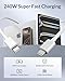 240W USB C to USB C Charger Cable for iPhone 17 16 16e 15 Pro Max, Apples MacBook Pro Air, iPad, Mac Laptop, Android, (PD3.1 5A) 2M Super Fast Charging Cable USBC Type C Cord 100W, 2-Pack