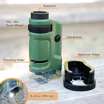 Carson MicroBrite 20x-40x LED Lighted Pocket Microscope for Learning, Education and Exploring - Set of 6 (MM-24MU)