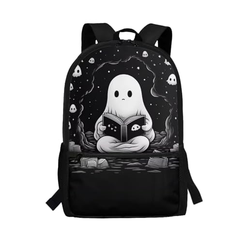 Kids Backpack for School Cute Spooky Bookbag 17 Inch School Bag for Boys Girls Middle Elementary Preschool Back Pack Purse Black Bag Pack Satchel Rucksack Travel Daypack School Supplies