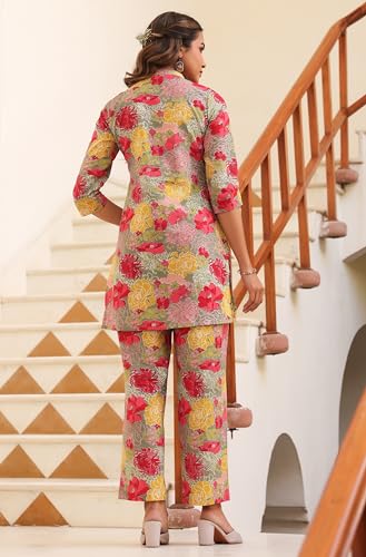 Image of Janasya Women's Pure Cotton Floral Printed Straight Co-ord Set