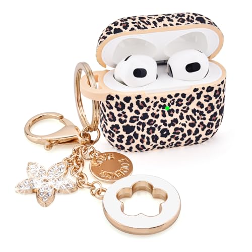 Image of VISOOM Case for Airpods 3 Pink Airpods 3rd Cases 2021 Silicone for iPod 3 Earbuds Case Cover Women Wireless Charging Case with Accessories Girl Bling Keychain for Apple Ear Buds 3rd Generation