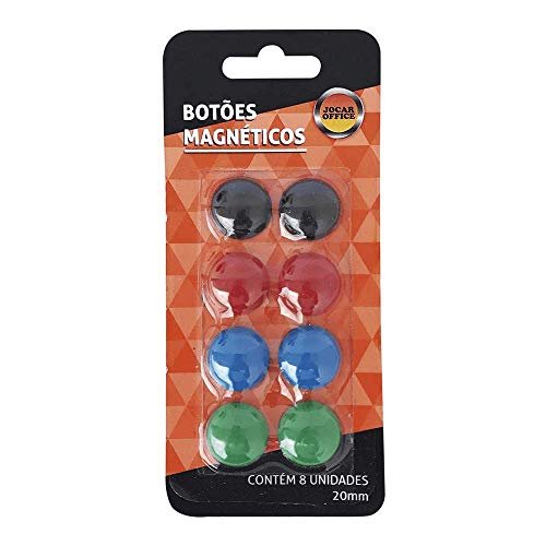 Botão Magnético Colorido 8 Unidades de 20mm Cada Jocar Office Leonora, Colorido