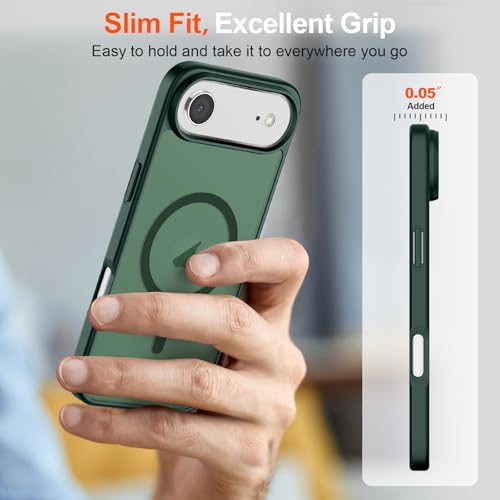 Image of SUPFINE Magnetic for iPhone Air Case (Compatible with MagSafe)(Military Grade Drop Protection) Slim Translucent Matte Shockproof with Anti-Fingerprint Phone Cover for 17 Air,Forest Green