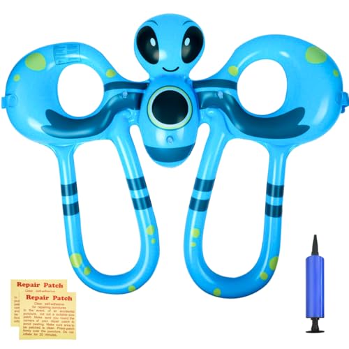 Pool Float Swim Vest for Youth Adult, Inflatable Swim Ring with Air Pump and 2Pcs Patch, Adjustable Safety Buckle with 3 Air Chambers Floaties Pool Vest for Swim Trainers Boys Girls Load up to 220LB