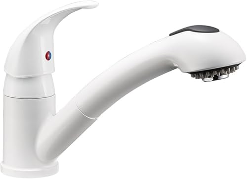 Dura Faucet - Llave de cocina extraíble para vehículos de 5 ruedas, remolques, casas rodantes, cámper, Blanco