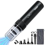 Car Vacuum Portable Cordless,4 in 1 Handheld Cleaner,21000PA High Power Suction,0.75 Lbs Lightweight Small Wireless Vacuum For Car, Led Light and Multi-Nozzles with Car,Home,Office,Keyboard.(Black)