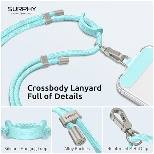 Image of SURPHY Phone Lanyard Crossbody, Phone Strap Crossbody with 2 Tether Tabs | Adjustable Cell Phone Lanyard, Anti Theft Phone Strap, Premium Metal Buckles, Universal Lanyard for Travel, Limpet Shell