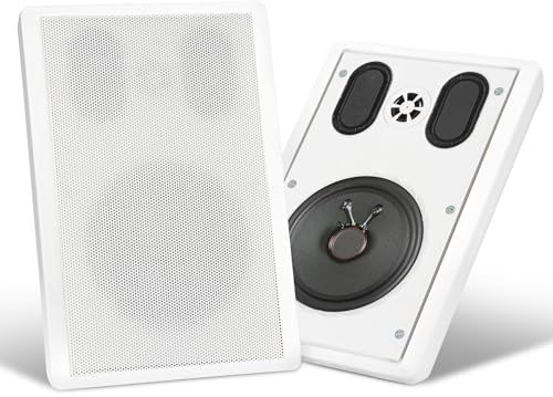 Pronomic FLS-540E WH Flatpanel Wandlautsprecher Boxen Paar (HiFi Flachlautsprecher, 2-Wege Box, 5,25'/133mm Woofer, 1,2'/30mm Tweeter, 30/60 Watt (RMS/Peak), Polklemmen-Anschluss) weiß