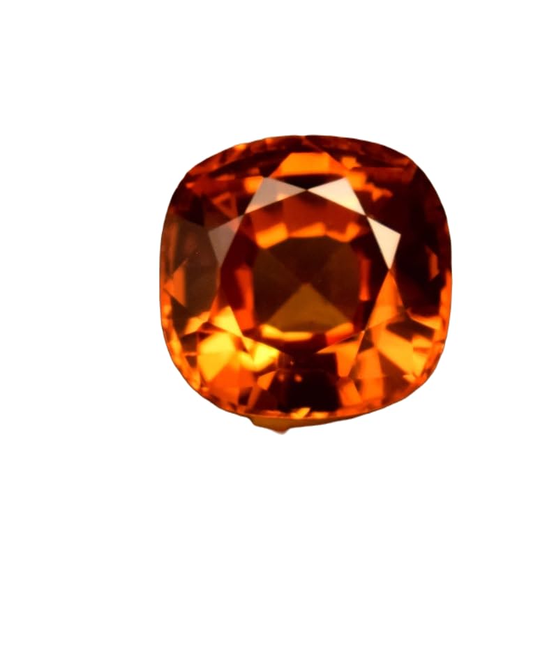 Saphir orange naturel 8x8x5mm forme coussin à facettes GH_NAT_10981 pour sertissage de bijoux DIY