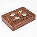 Shalinindia - handmade Indian Playing Cards Holder Box Standard Bicycle Double Deck Wooden Storage Case with Ace Designed Brass Inlay for Kids Adults