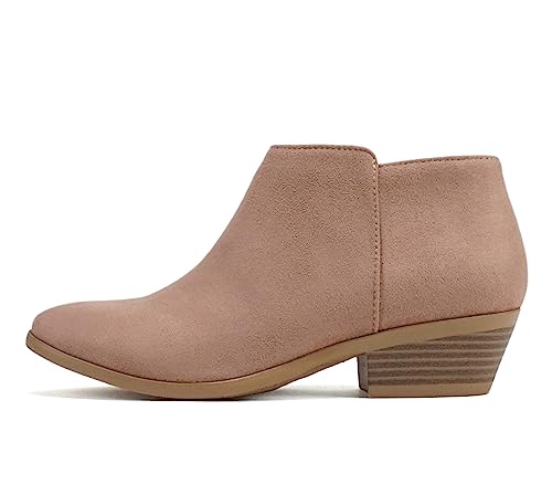 Image of Soda Women's Mug Round Toe Faux Suede Stacked Heel Western Ankle Bootie