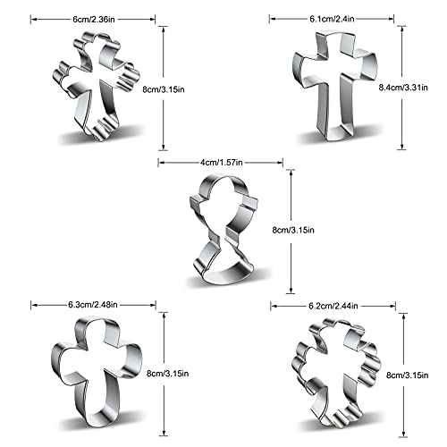 Cross Cookie Cutter Shapes Set, Azflyife 5 Piece Stainless Steel Metal Biscuit Mold Cookie Cutters With Chalice Holy Cup Crucifix Crucifixion For Easter Halloween Christmas Religious Baptism Communion #TOP1