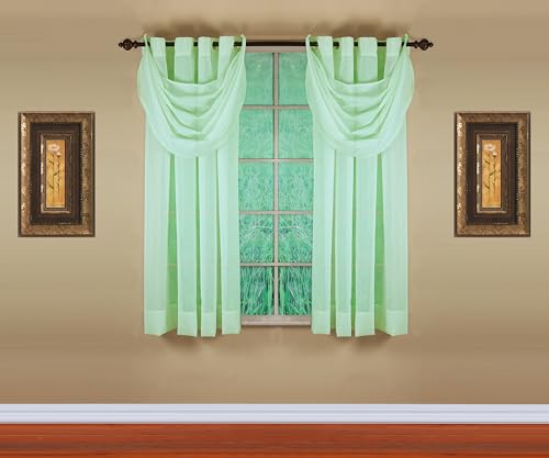 Image of Today's Curtain, Emelia Grommet Sheer Panel 63 inch Sage, 59 inch W x 63 inch L
