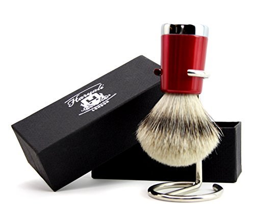 Haryali London Silver Tip Badger Shaving Brush with Brush Stand/Holder Perfect Shaving Set for Wet Clean Shave