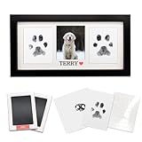 MYPAWLETS Paw Print Frame & Ink Pads Kit,Dog or Cat Paw Print Kit,2 No Mess Ink Pads for Pets,Paw Print Stamp Pad for Dogs,Wooden Pet Memorial Frame,Personalized Pet Paw Print Gifts
