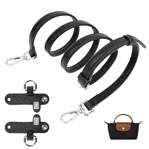 dadop Kit de alças compatível com mini bolsas Longchamp - alças de couro ajustáveis para bolsa de ombro feminina, bolsa transversal - alças para bolsa Longchamp (preto)