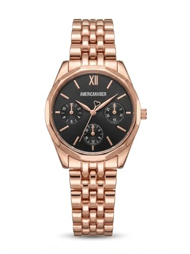 Image of AMERICANVIBER Rose Gold Women Watches | Girl Watch | Watch for Women | Diamond Studed | Premium Design | Trendy Fashionable | Under 499