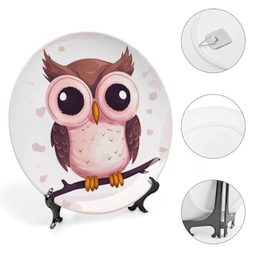 Plato decorativo de porcelana con búho blanco 7 pulg miniatura 4