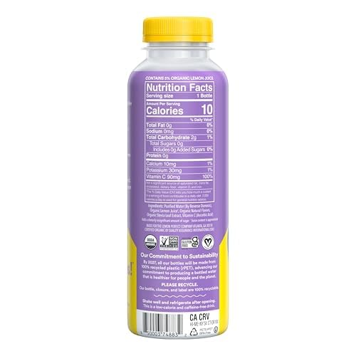 Lemon Perfect Blueberry, Hydrating Flavored Lemon Water, Zero Sugar, Delicious and Refreshing, Organic, 15.2 fl oz Bottle - Image 4