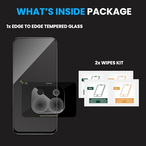 Image of ArmourPro Tempered Glass and Black Camera Lens Protector for Vivo Y51 Pro, Edge to Edge Screen Guard, Anti-Bubble, Scratch Resistant, HD Clear, Anti-Fingerprint, Installation Kit | Black