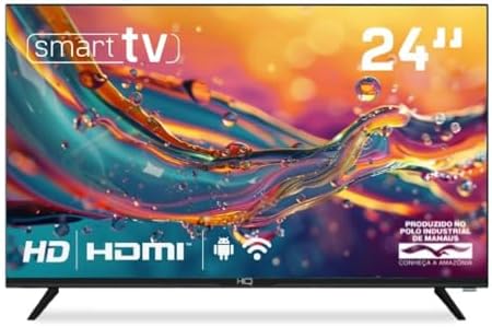 Smart TV HQ 24" HD tela sem bordas Android 12 design slim HQS24NK...