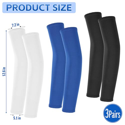 3Pairs Arm Sleeves for Kids, Thinly Sun Protection Sleeves for Football, Basketball, Baseball Youth Boy Girl Sports2