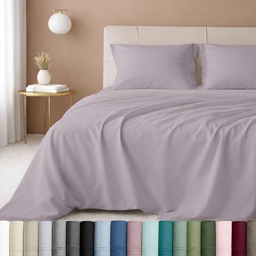 Image of California Design Den Luxury Twin Sheet Set - 100% Cotton, 600 Thread Count Deep Pocket Twin Sheets, Soft Hotel-Quality Bedding with Sateen Weave - Lavender