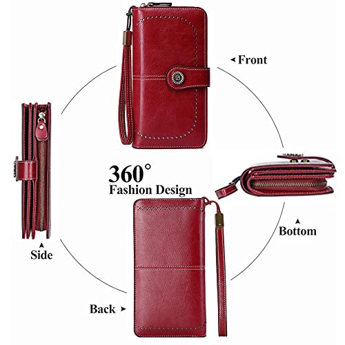 Women Leather Wallet Crossbody Shoulder Bag with Double Zipper and Mobile Phone Purse with Shoulder Strap3