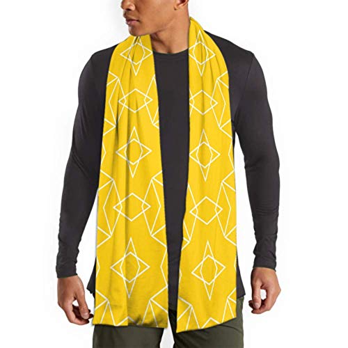 Men's And Women Winter Fashion Scarf Tile Yellow And White Pattern Vector Long Plain Warm Soft Scarves For Men - Cotton Scarves For Winter 71inx 11.