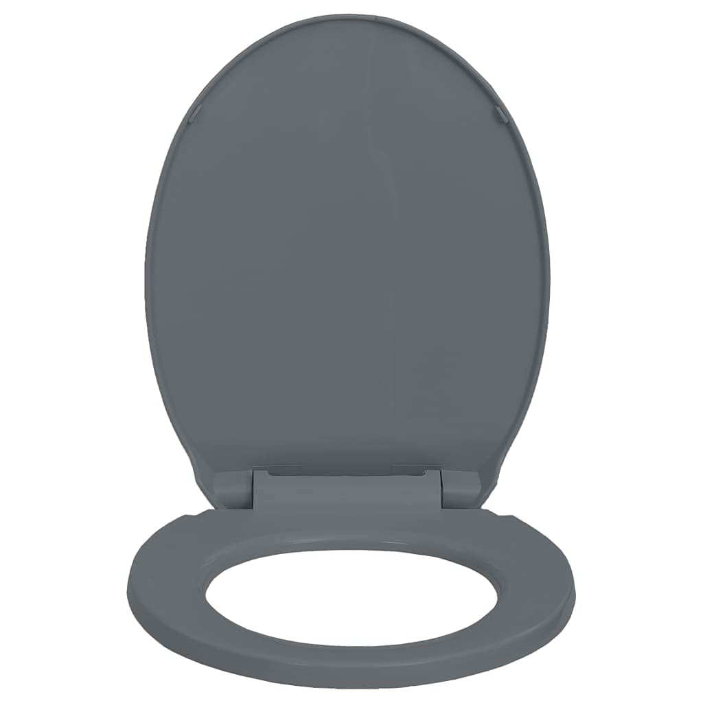 Asiento de inodoro de cierre suave, cierre rápido, color gris ovalado