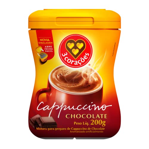 3 Corações Cappuccino Sabor Chocolate, 200g