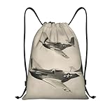 XOPEKVLAWM Mochila con cordón, bolsa de gimnasio, mochila de avión de la Segunda Guerra Mundial, mochila de avión con cordón para bolsa deportiva de cuerda, Negro, M
