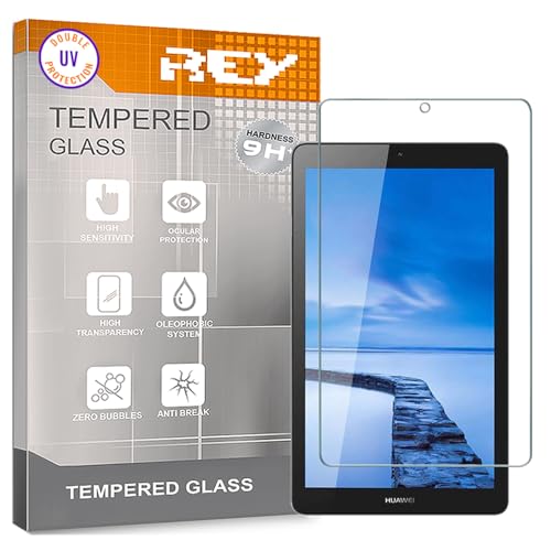 REY Protector de Pantalla para Tablet Huawei MEDIAPAD T3 7" WiFi, Cristal con Doble Protección UV, Vidrio Templado Premium 9H+