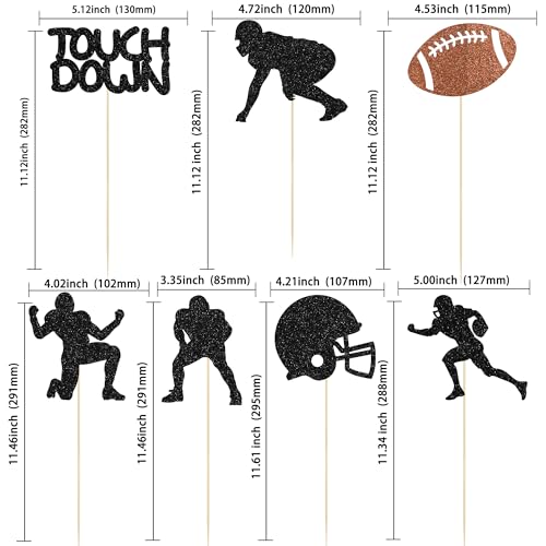 Gyufise 14Pcs Football Birthday Party Centerpiece Sticks Double Sided Rugby Ball Table Toppers Sports Theme Birthday Party Decoration for Football Touch Down Baby Shower Party Supplies - Image 4